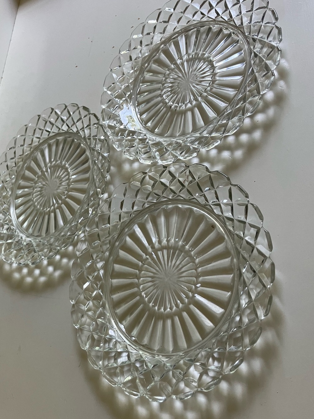 Vintage Crystal Glass Plates - Set of Three